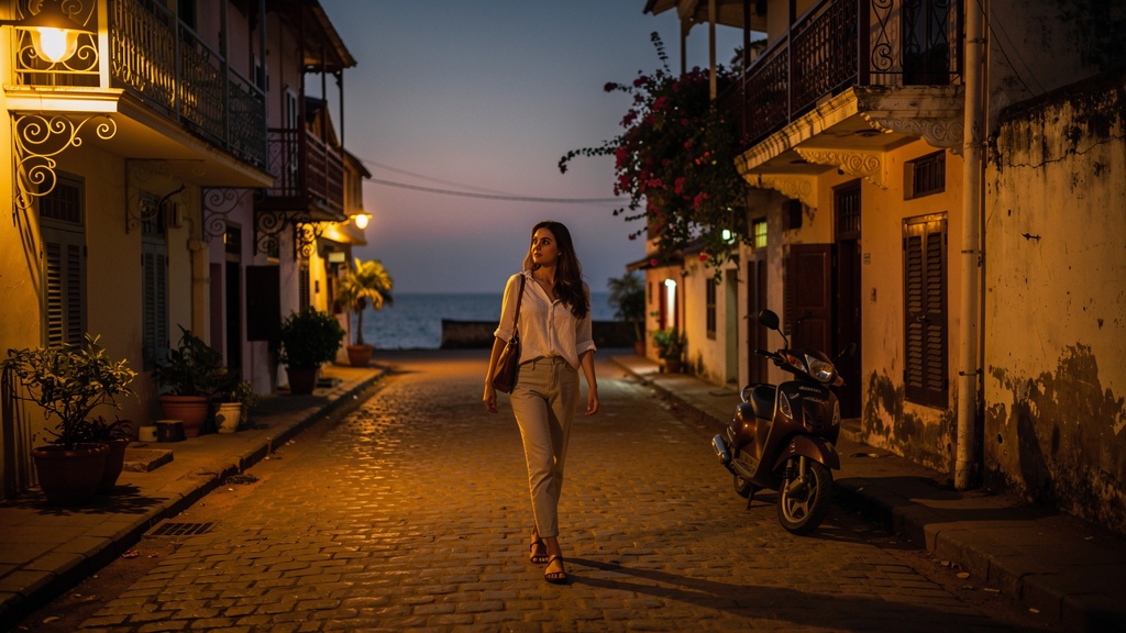 Evening diners at the fort promenade