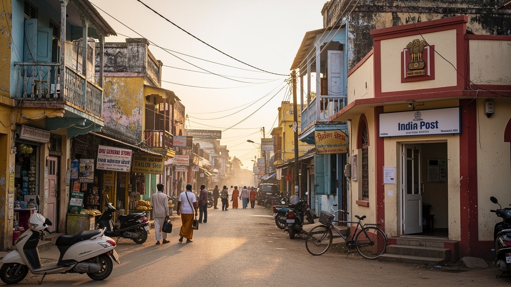 A Diu town scene at calm light