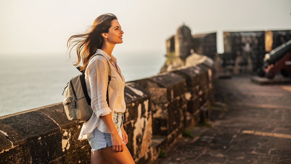 Walking the fort ramparts in morning light