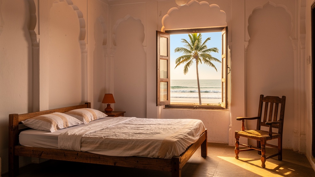 A modest whitewashed guesthouse in the Ghoghla area